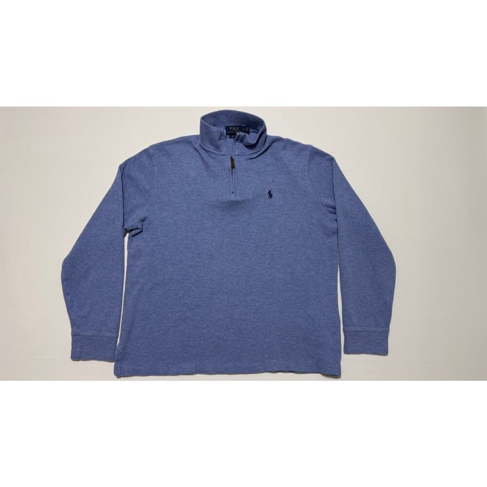 Polo Ralph Lauren Mens Small Blue 1/4 Zip Estate Rib Pullover Mock Neck Preppy - Picture 8 of 11